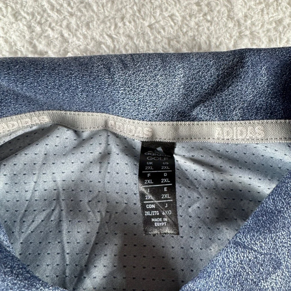 Adidas Golf Polo Shirt Blue AOP Floral 2XL‎ XXL Collared Stretch Athletic Clean - Picture 3 of 6